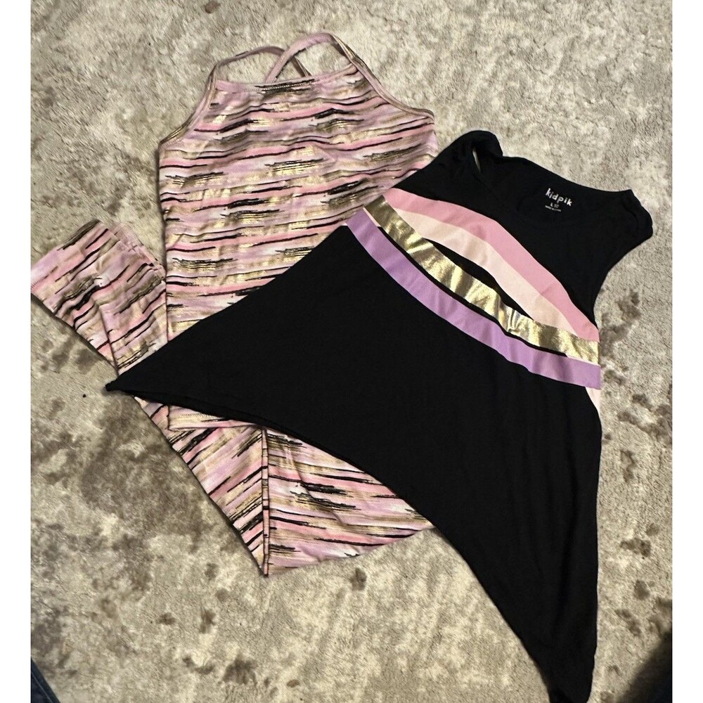KidPik leggings & tank 3 Piece Set girls size large 12 Tops/ XL pants C4